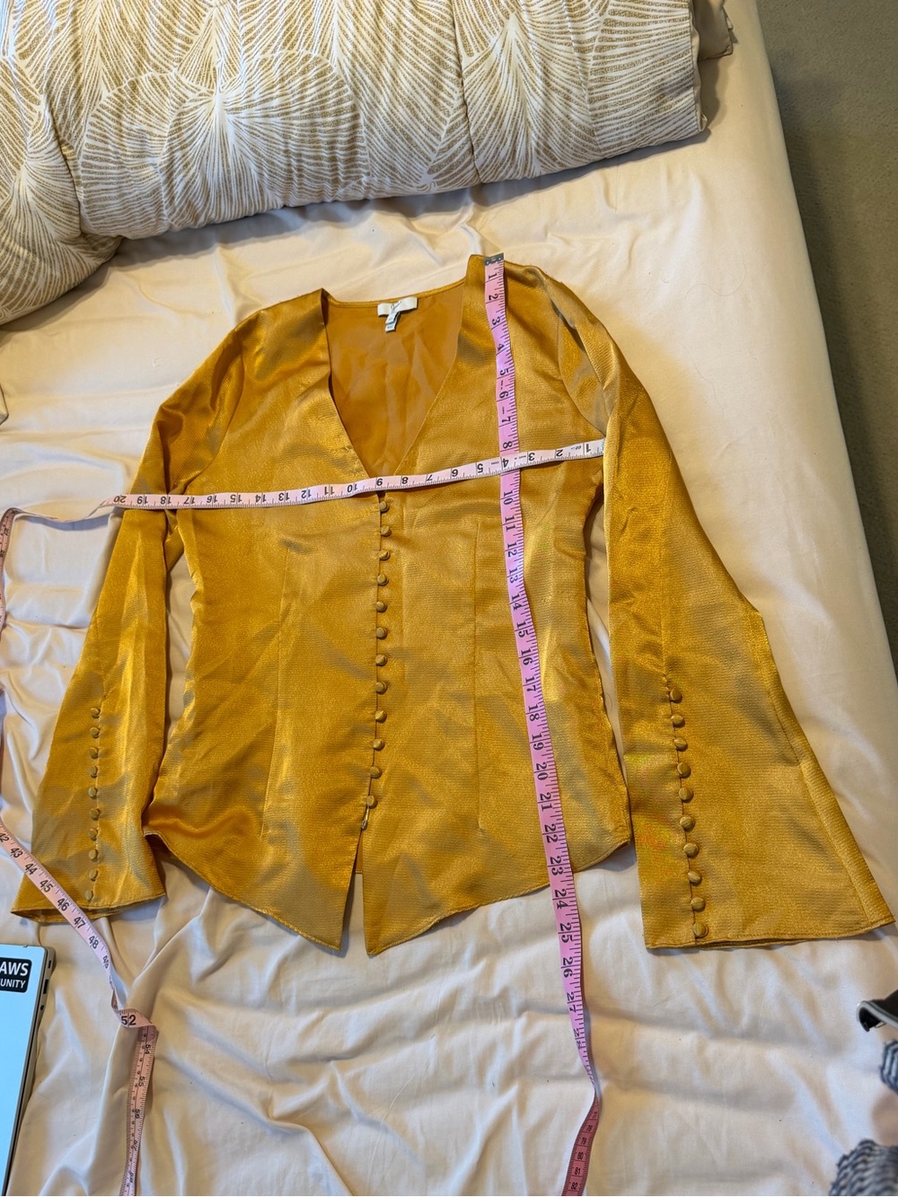Golden Mustard Silky Button Top